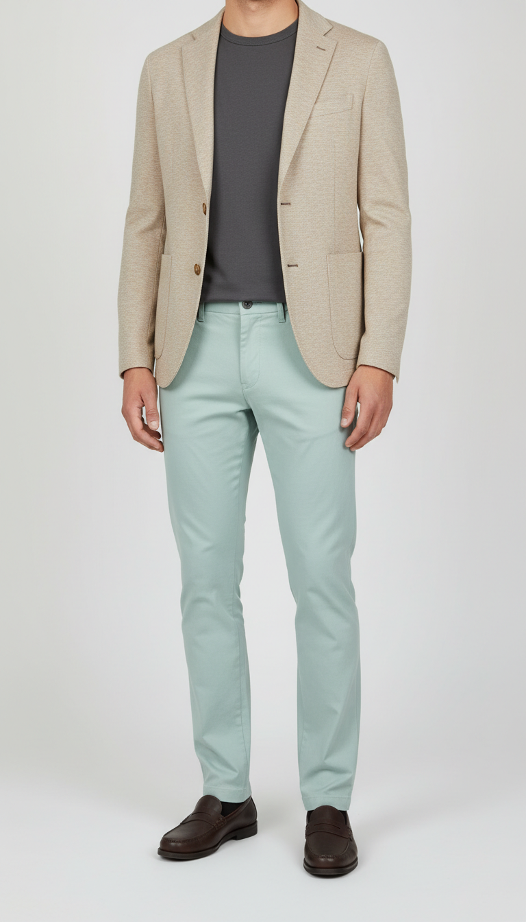 Slim-Fit Trousers in Mint Grey